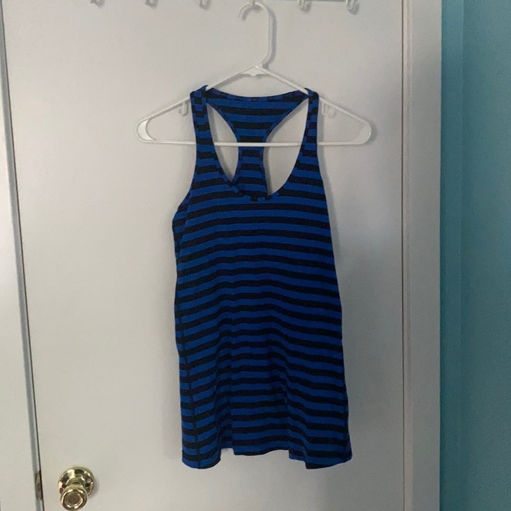 lululemon blue and black striped racer back tank